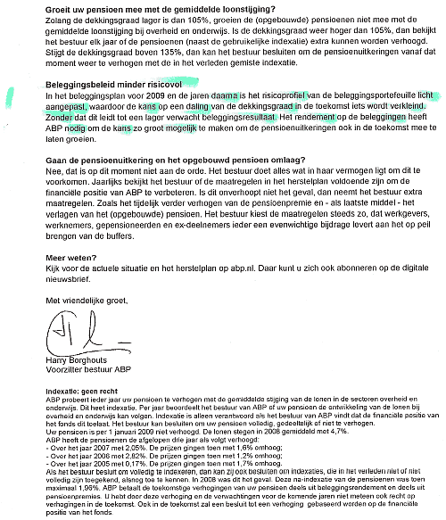 Brief van het pensioenfonds ABP