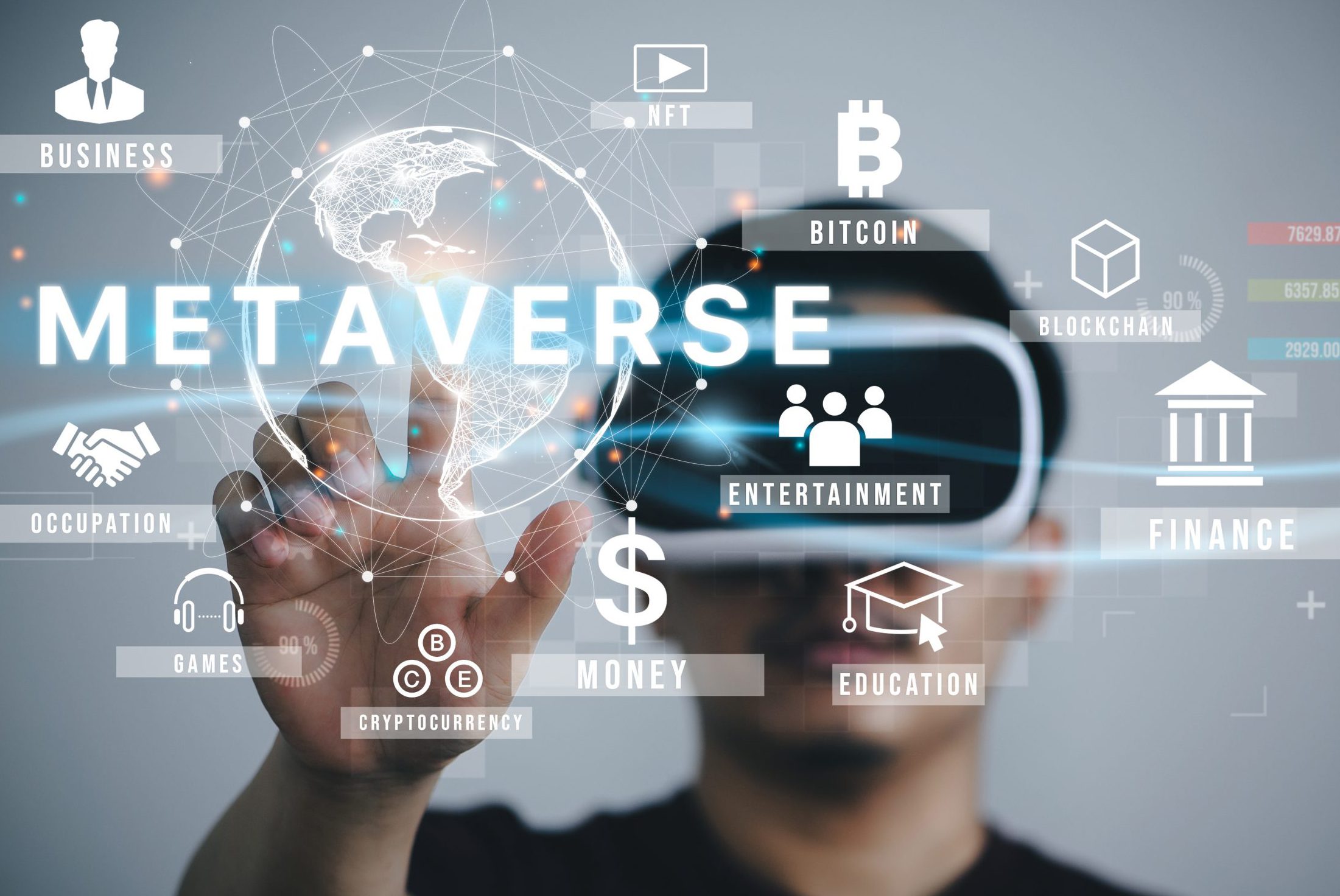 Man,Wearing,Vr,Glasses,Virtual,Global,Internet,Connection,Metaverse,With