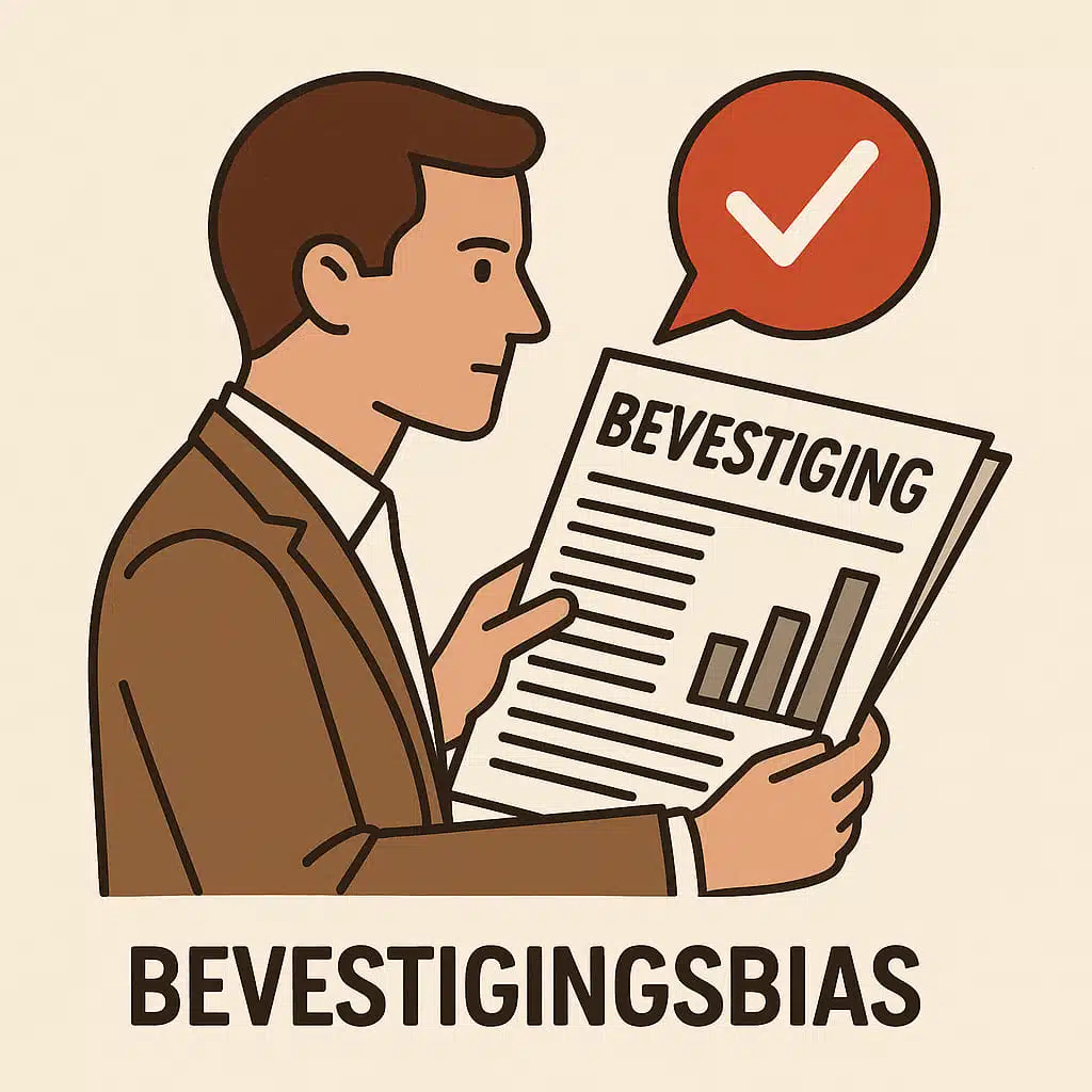Illustratie van bevestigingsbias: persoon ziet alleen informatie die eigen mening steunt