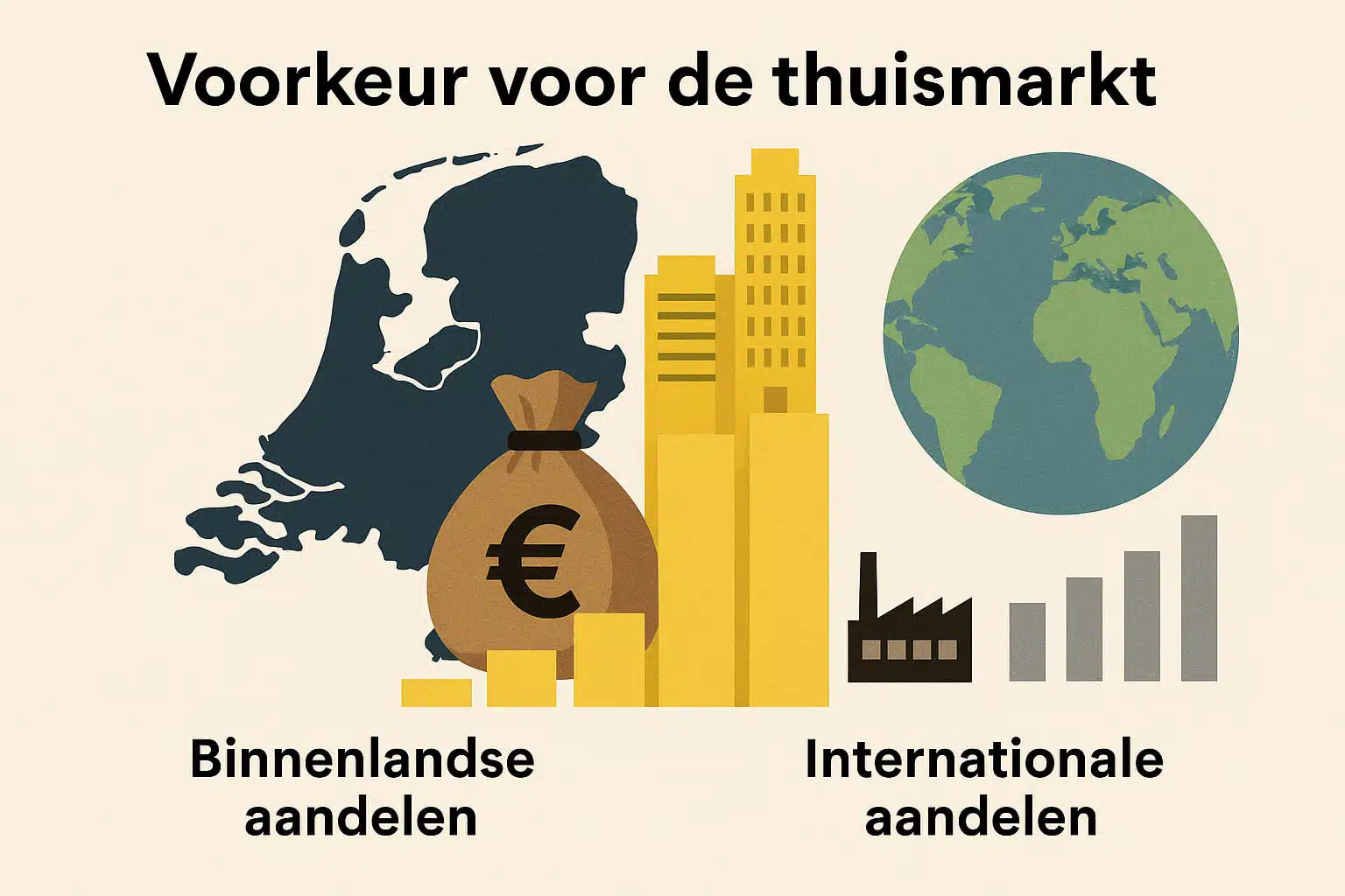 Illustratie van voorkeur voor de thuismarkt: wereldkaart met een vergrootglas op het eigen land